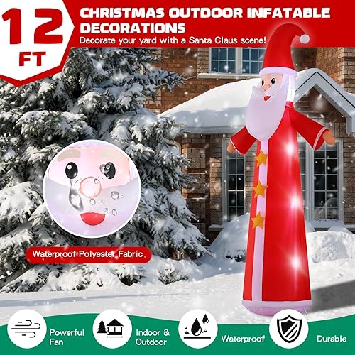 Vista 9 de Muñeco de nieve inflable giratorio de doble cara de 8 pies y Papá Noel para patio, decoración navideña para interiores y exteriores