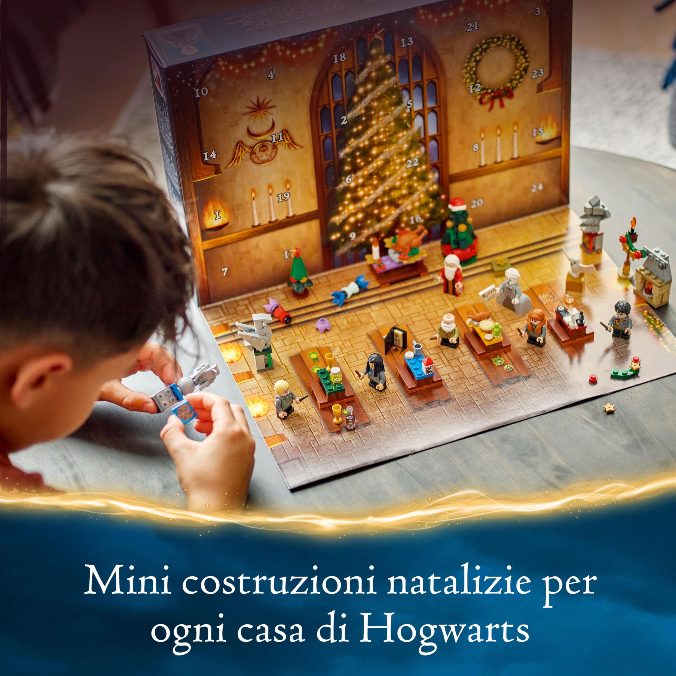 LEGO Harry Potter Calendario dell'Avvento 2024, Giocattolo Fantasy di Hogwarts con 7 Minifigure e 16 Mini Costruzioni del Mondo Magico, Giochi per Bambini e Bambini da 7 Anni, Regalo di Natale 76438