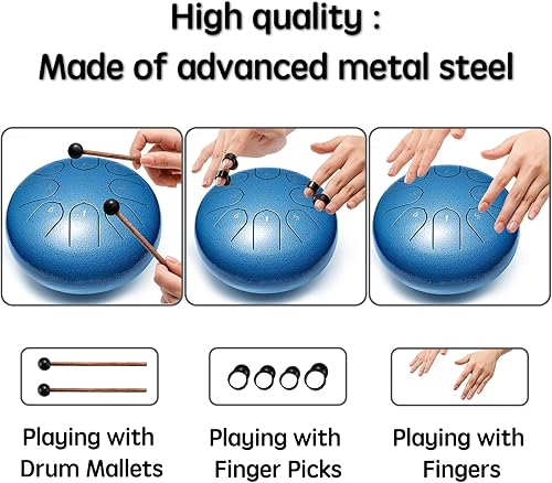 Vista 30 de Percusión de tambor de lengua de acero, instrumentos musicales de 6 pulgadas, 8 notas, regalos musicales para familiares y amigos (obsidiana)