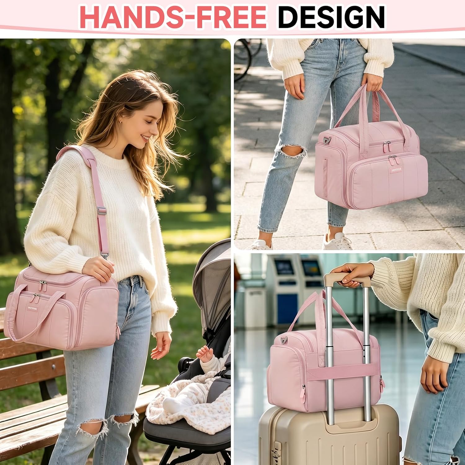 Quilted Breast Pump Bag Compatible with Spectra S1/S2/Dual S, Pumping Bag with Cooler Compartment and a Waterproof Mat for Work, Travel and Family Use, Pink