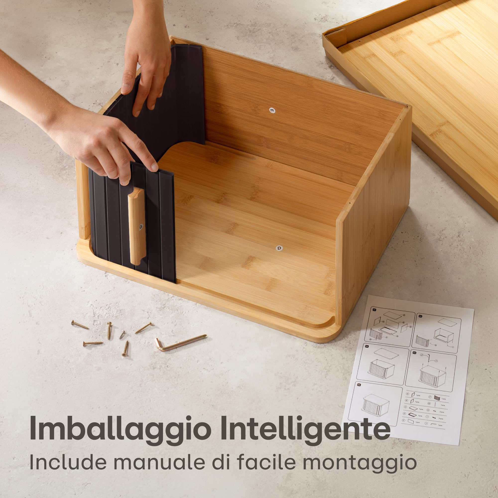 Praknu Portapane Moderno in Legno FSC® Grande con Porta Scorrevole - Cassetta Portapane da Cucina 40 x 28 cm - Salva spazio - per Mantenere Il Pane Croccante - Nero