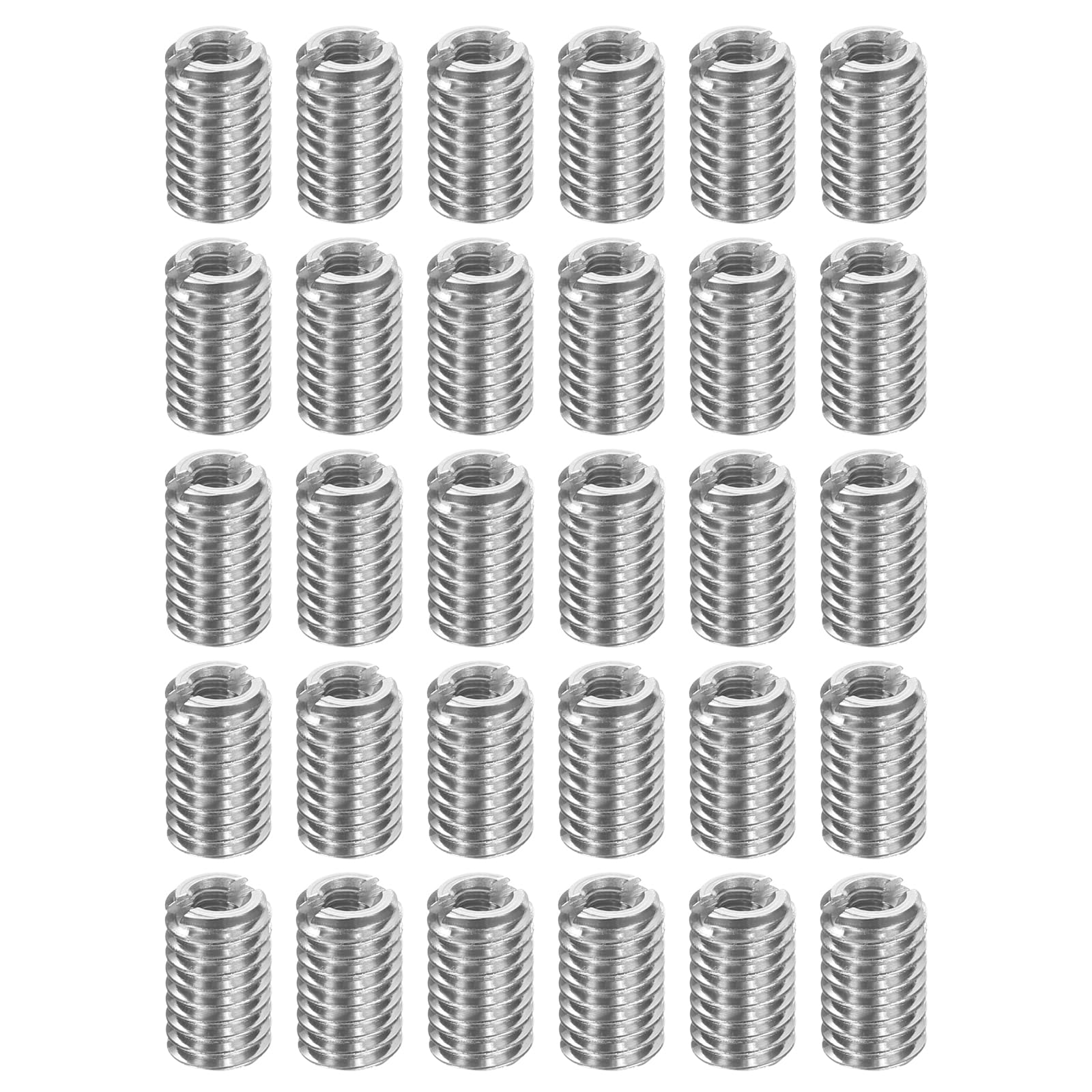 uxcell 30 inserti filettati, in acciaio inox, da M3-0,5 femmina a M6-1 maschio, adattatori per filettatura lunga 10 mm, riduttori, viti di riparazione per legno duro e conifere