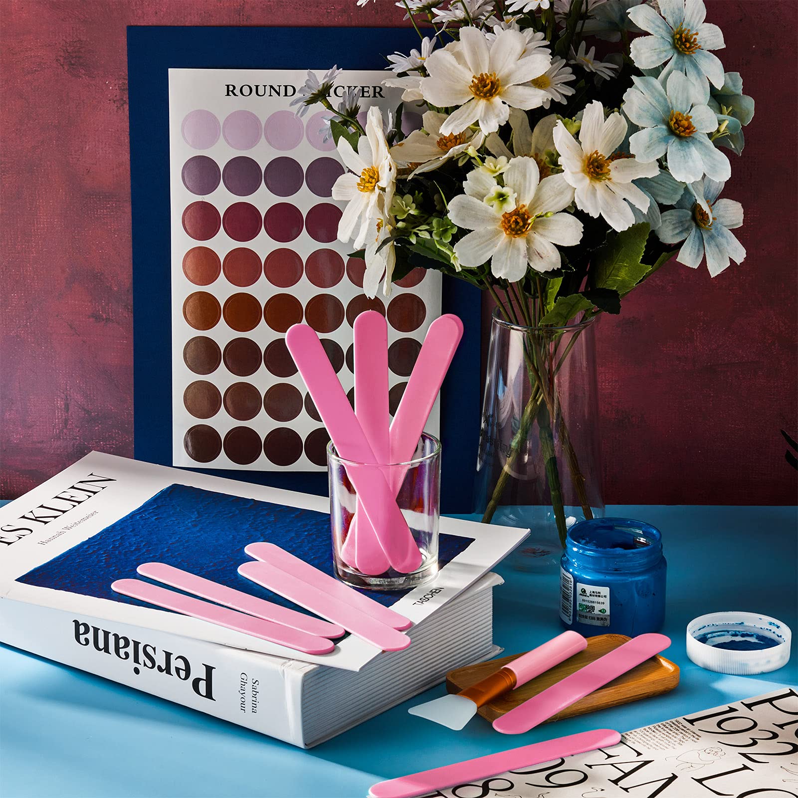 Wiederverwendbar Rührstäbchen Sets 15 Stücke Harz Rühren Makeup Stick Silikon Epoxid Bürste Mischen Rosa