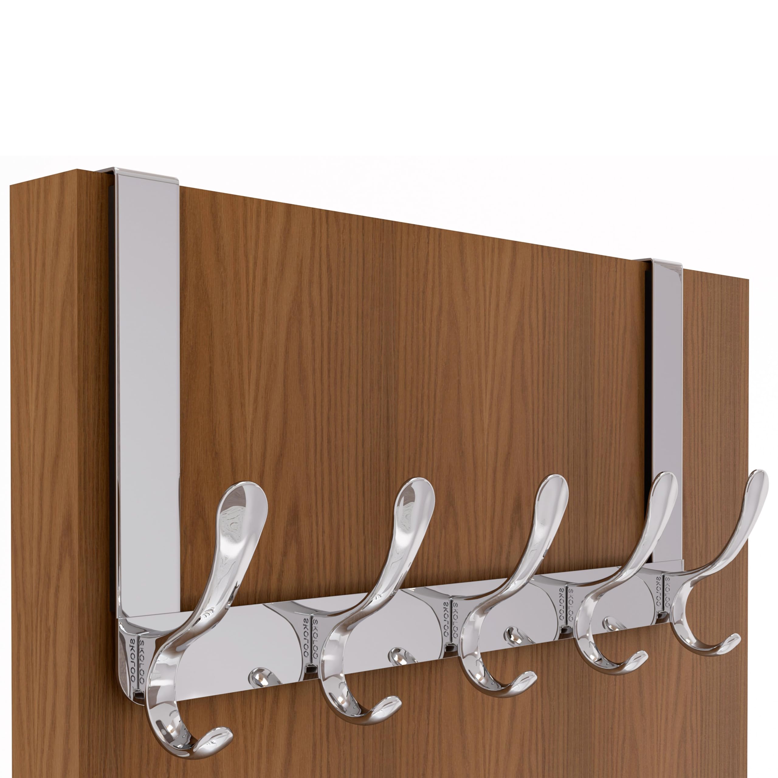 SKOLOO Over The Door Hook, Coat Hooks for Hanging Clothes, Towels, Coats, Hats, Over The Door Towel, Silver, Assembly Required