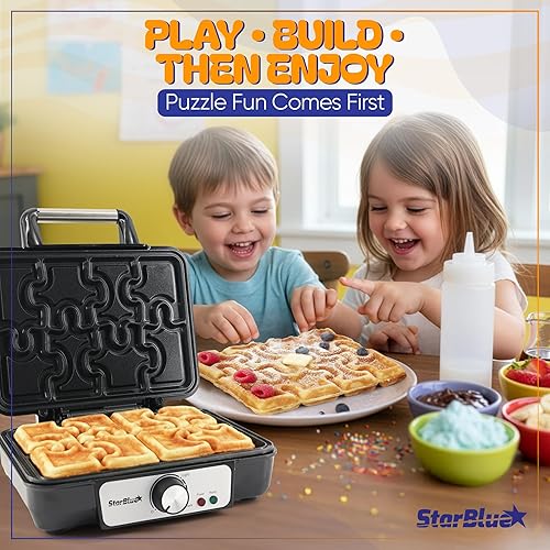 Miniatura 7 de Máquina de gofres de rompecabezas de StarBlue - Divertidos gofres en forma de rompecabezas Incluye botella exprimible para un fácil llenado Diseño