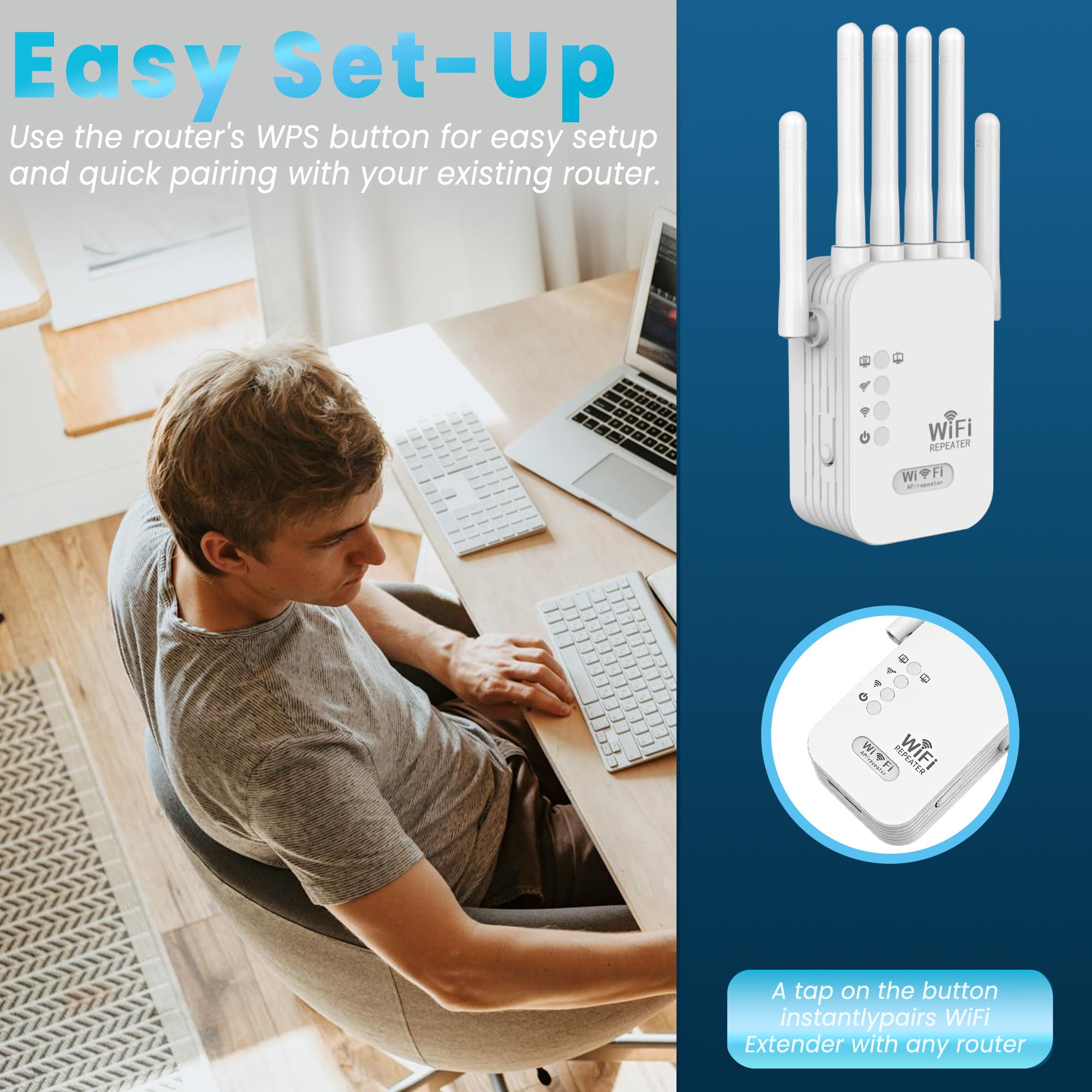 2026 WiFi Extenders Signal Booster for Home Long Range Up to 12880 sq. ft & 40 Devices, WiFi Extender Signal Booster, Internet Booster, Long Range WiFi Extender,Quick Setup — view 5