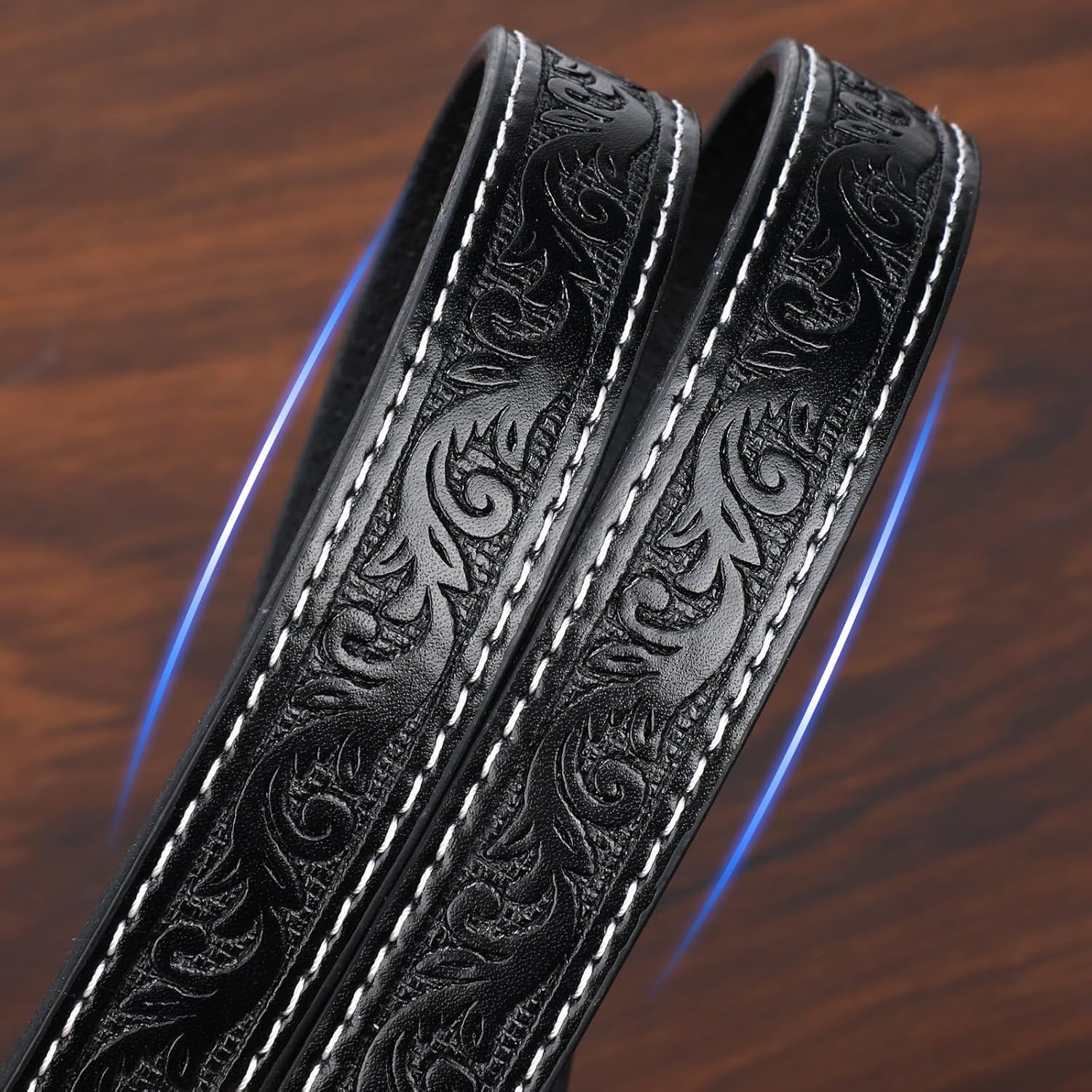 VONMELLI Western Belts for Women Cowgirl Cowboy Engraved Buckle Leather Belt Vintage Black Waist Belt for Jean Pant Dress, M - Image 3