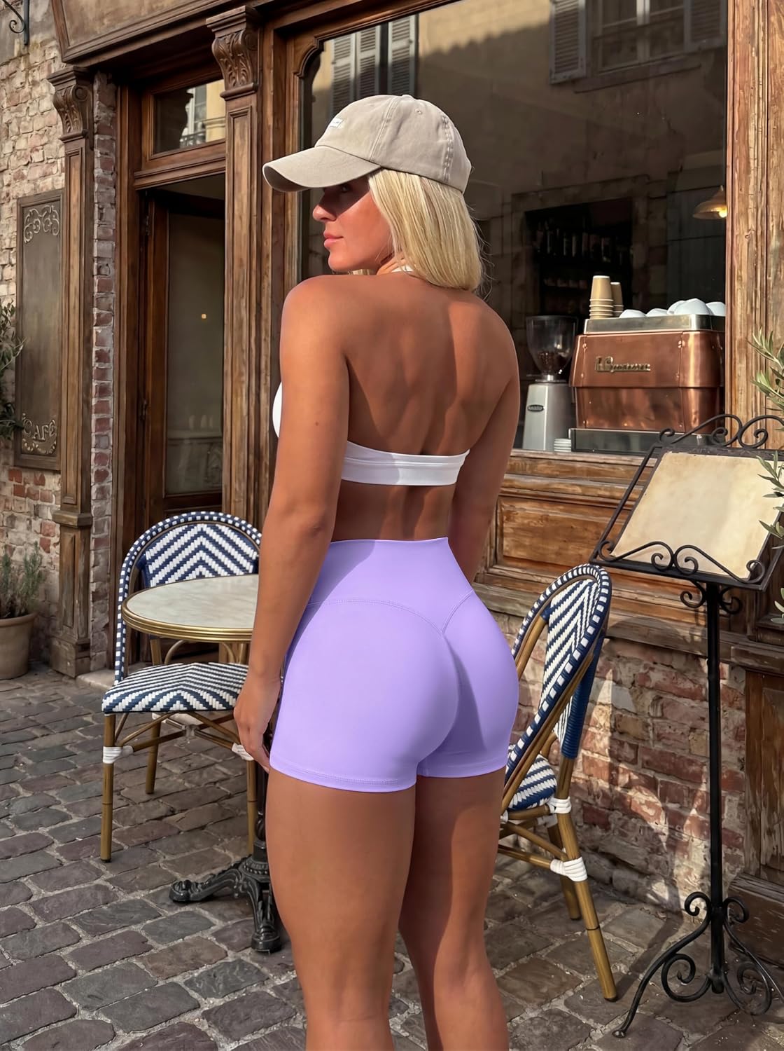 OLCHEE Womens 3 Pack Gym Shorts Booty Hidden Scrunch High Waist No Front Seam Yoga Workout Running Bike Short Butt Lifting