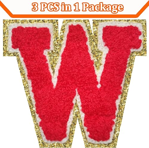 Miniatura 336 de Parches de letras termo-adhesivas de felpilla para chaquetas, parches de letras universitarias con brillantina para planchar en la letra azul A