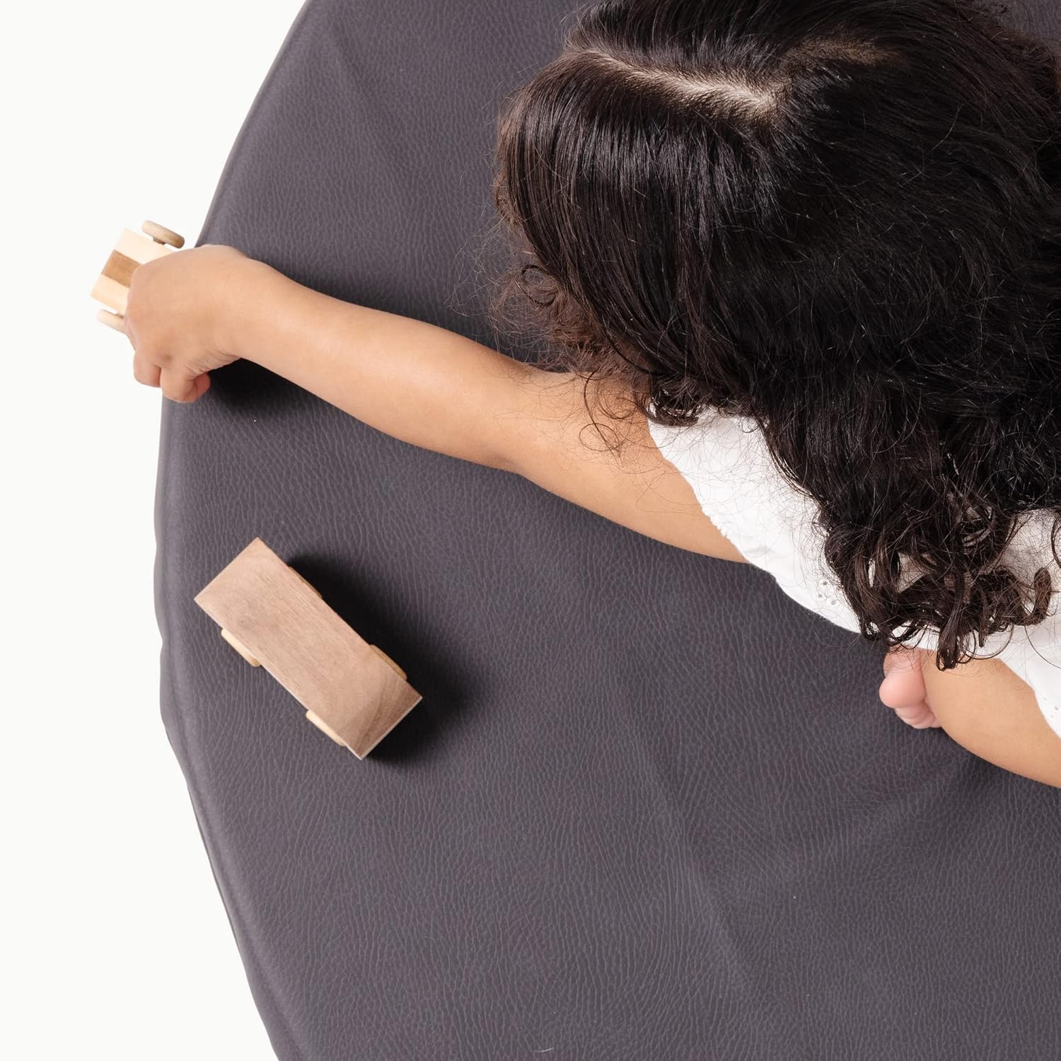 Gathre Baby Play Mats for Floor, Padded Circle Crawl Mat, Made of Premium Water-Resistant Vegan Leather, Anti-Slip, Foldable, Wipeable Changing Pad - Raven