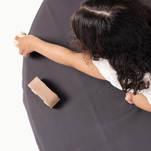 Miniatura 4 de Gathre Tapetes de juego para bebé para piso, tapete acolchado circular para gatear, hecho de cuero vegano resistente al agua de alta calidad,