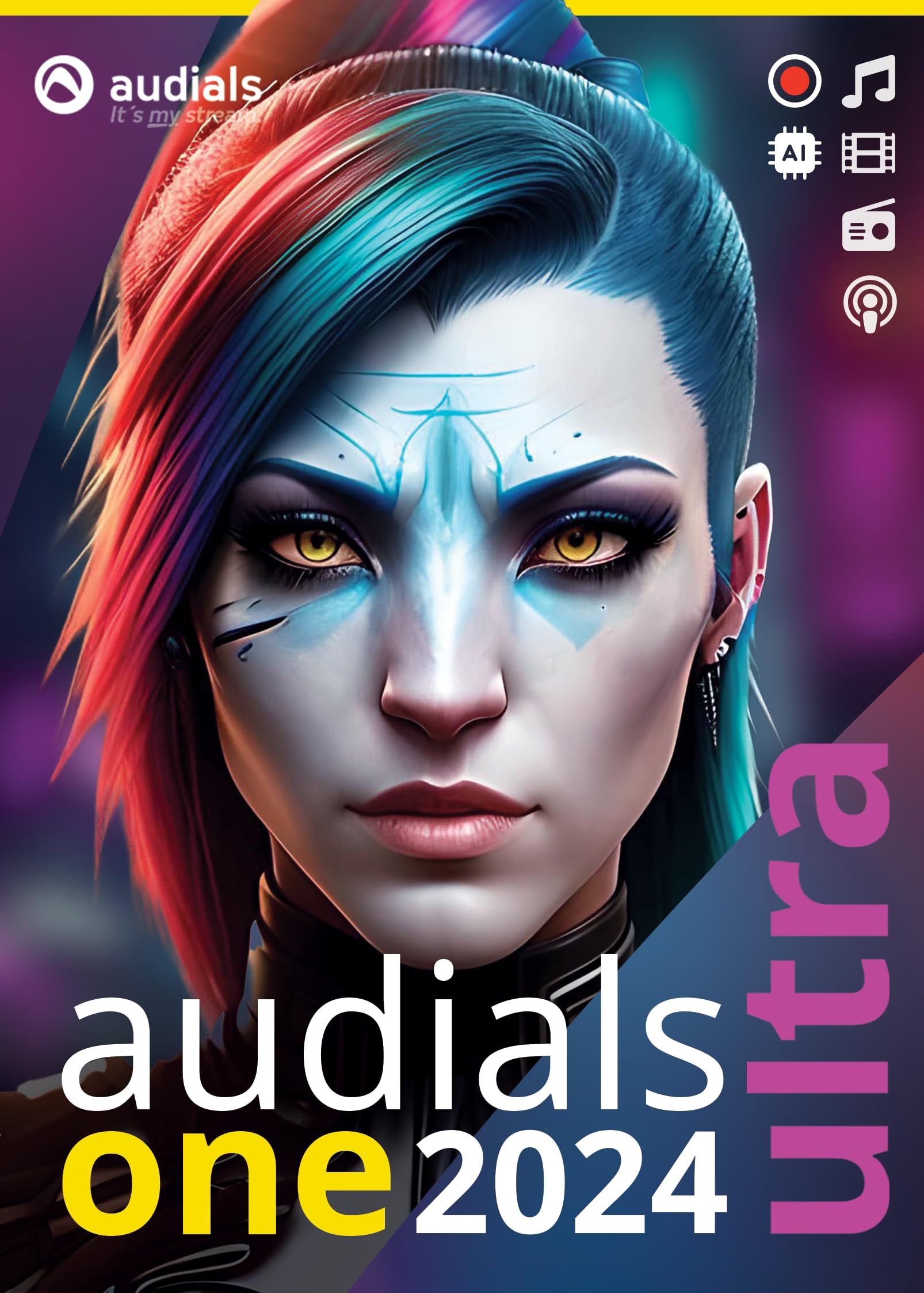 Audials One 2024 Ultra - Miglioratore video AI e registratore di streaming per musica, video, radio, podcast | 1 Dispositivo | 1 Utente | Codice d'attivazione per PC via email