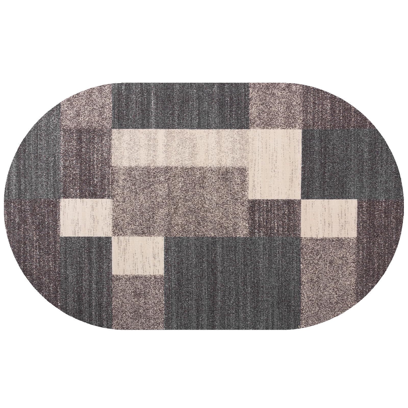 Tapis moderne design élégant ovale taupe et noir 100 x 160 cm