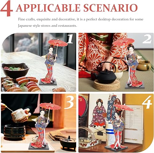 Miniatura 3 de Kimono Muñeca Geisha Muñeca Japonesa Decoración Tradicional Japonesa Muñeca Juguete de Madera Figura Folk Accesorios para el Hogar Muñecas Niñas