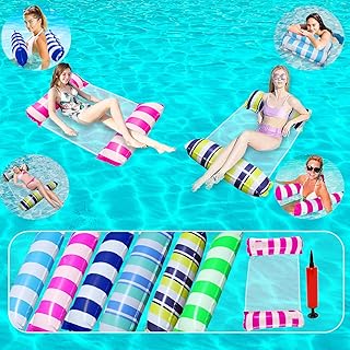 YEAHCO Pool Floaties for Adults, Inflatable Pool Float with Air Pump 4-in-1 Water Hammock Pool Lounger with Strong Mesh Heavy Duty, Water Floaties for Adults Used as Saddle Lounge Hammock Drifter