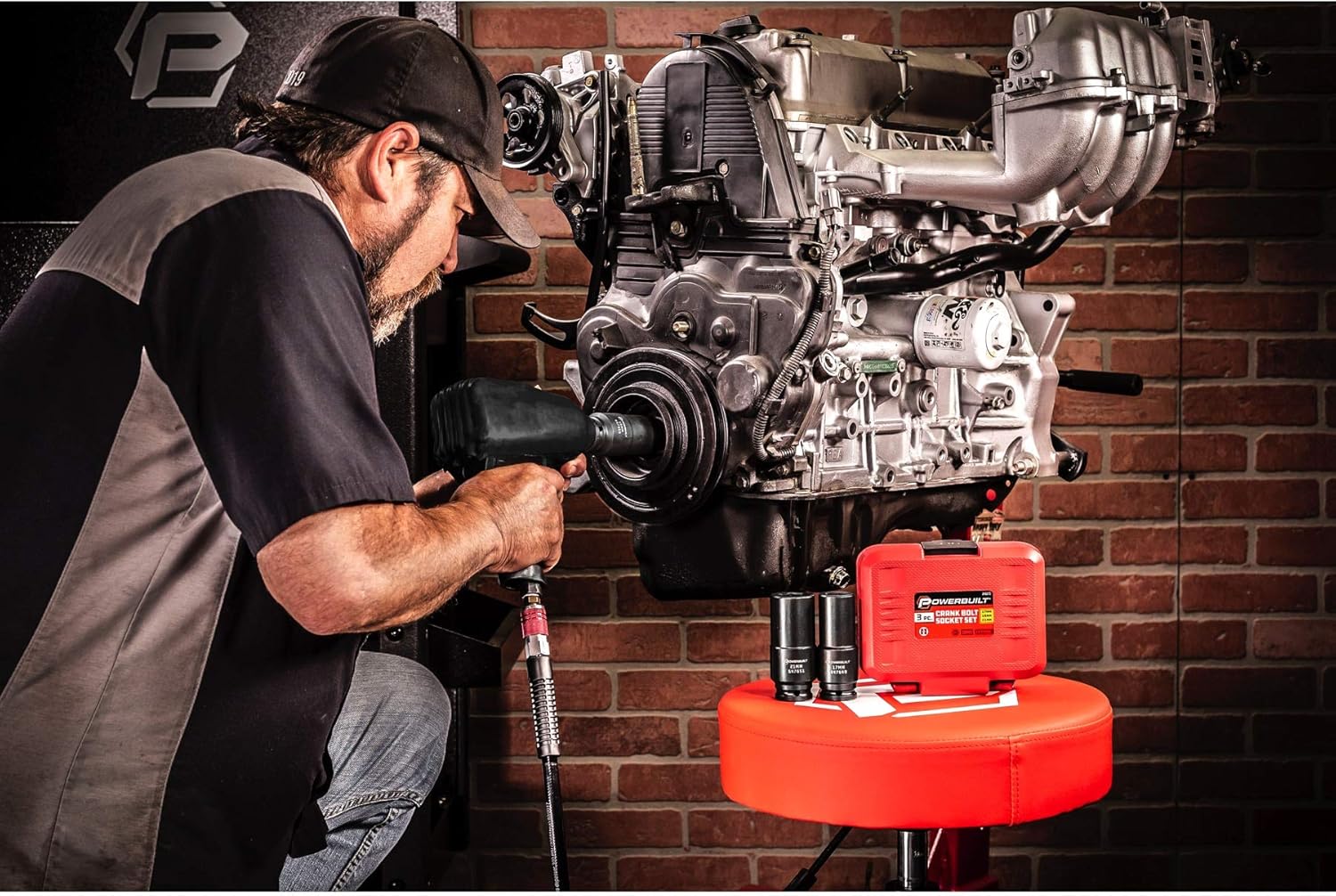 Powerbuilt 3 Piece Crank Bolt Socket Set, 17mm/ 19mm/ 21mm Harmonic Balancer Socket Set - 240270