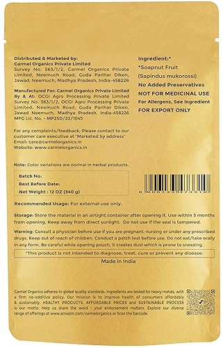 Miniatura 2 de CARMEL ORGANICS SoapnutReetha Whole 12 onzas  Cápsulas Pure Reetha  Limpiador y acondicionador natural para el cabello  Sin químicos y ecológico,