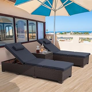 Lviden Outdoor PE Wicker Chaise Lounge Set, Patio Lounge Chairs, Outside...