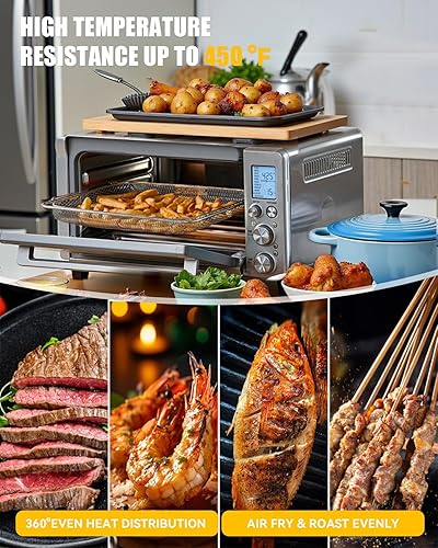 Miniatura 4 de 1 cesta de malla para freírdeshidratar de aire compatible con Breville BOV900BSSBOV950BSS Smart Oven Air Fryer Pro, bandejas de acero inoxidable