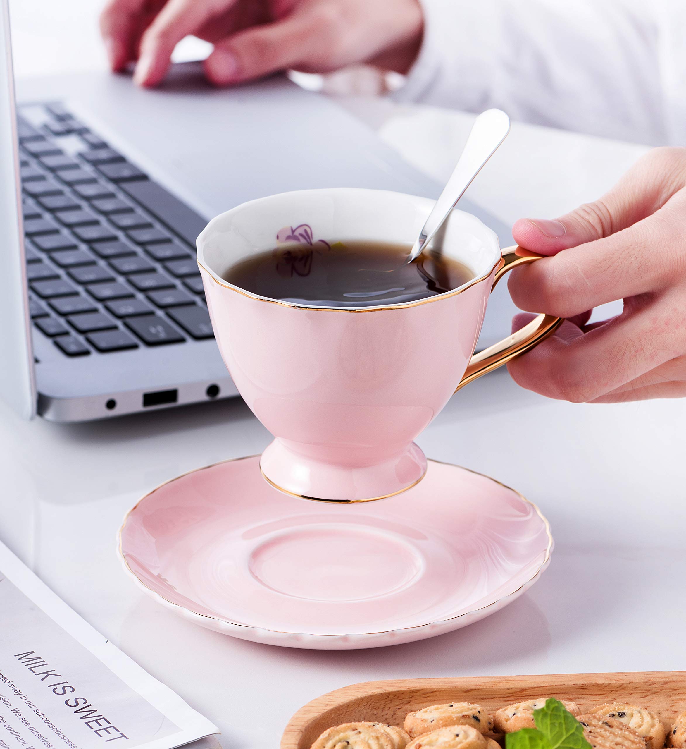 Amazon | Jusalpha 磁器 ティーカップ ソーサー コーヒーカップセット