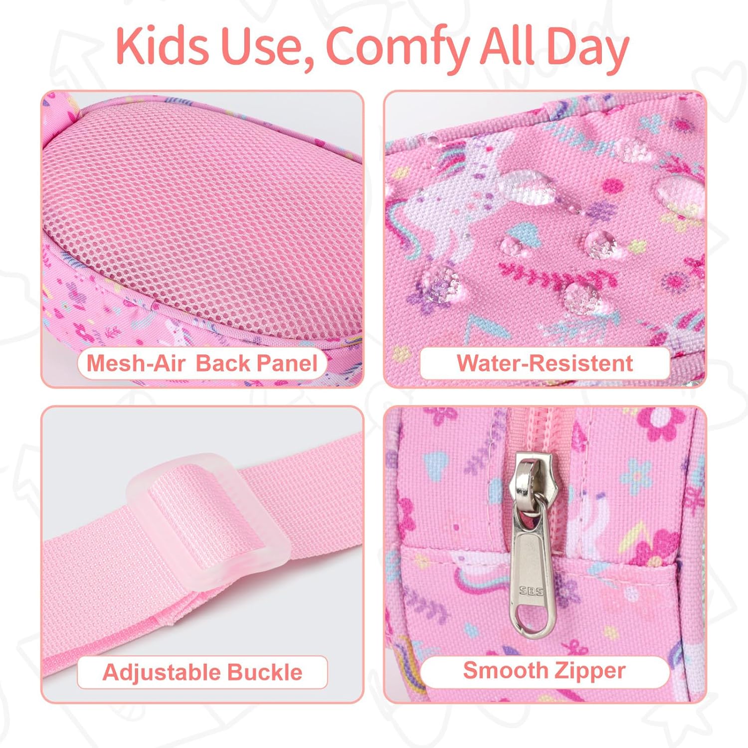 Belt Bags Kids Fanny Pack Cute Belt Bag for Girls Crossbody Purse Personalized Waist Packs 5 Year Old Girl Gifts (Pink Unicorn) - Image 6