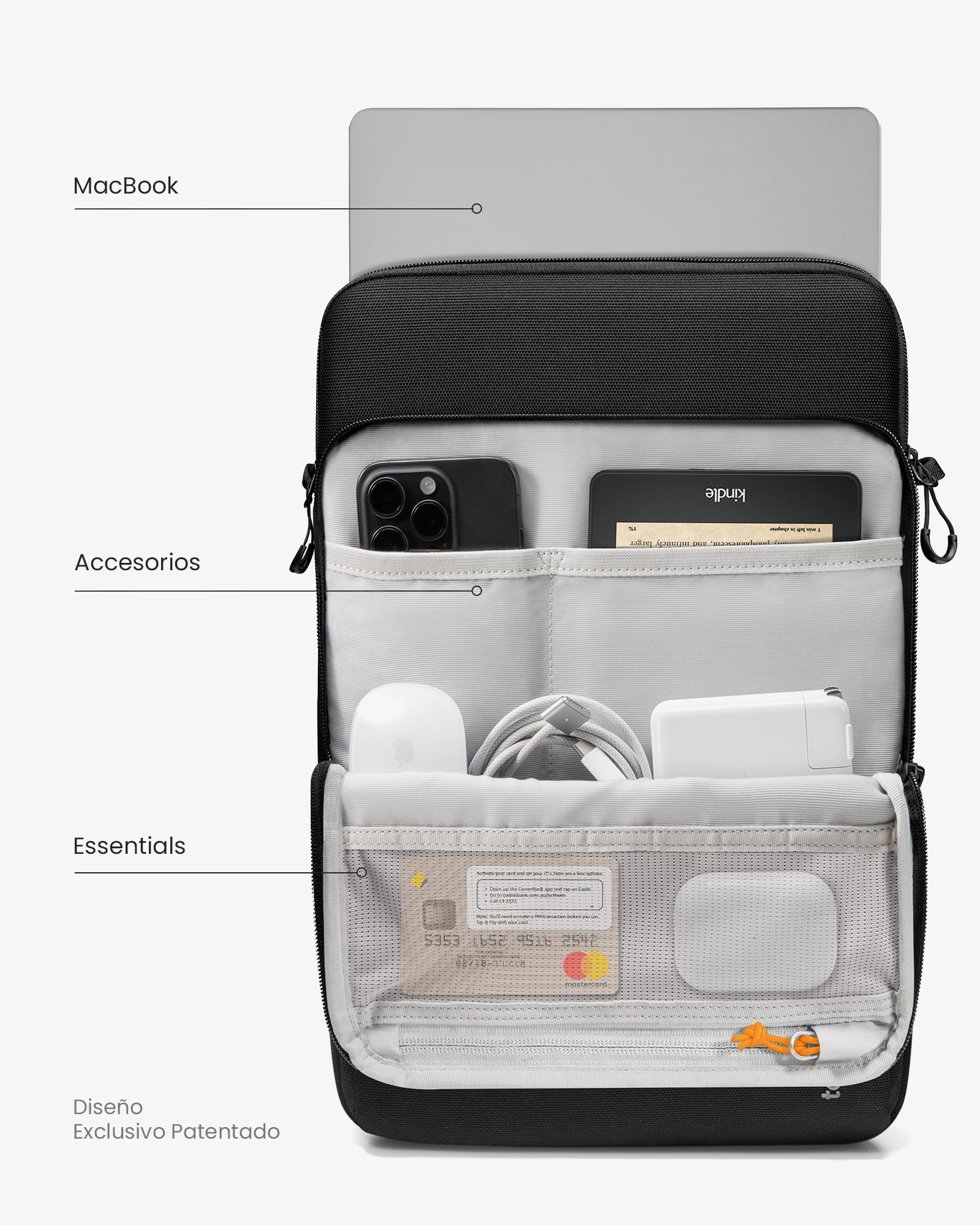 tomtoc 360° Funda para Nuevo 16 Pulgadas MacBook Pro M5 Pro/MAX (2026), M4/M3/M2/M1 Pro/MAX (2024–2019), ASUS Vivobook 15/16, Bolsa Bandolera para Portátil con Protección Integral A Prueba de Golpes