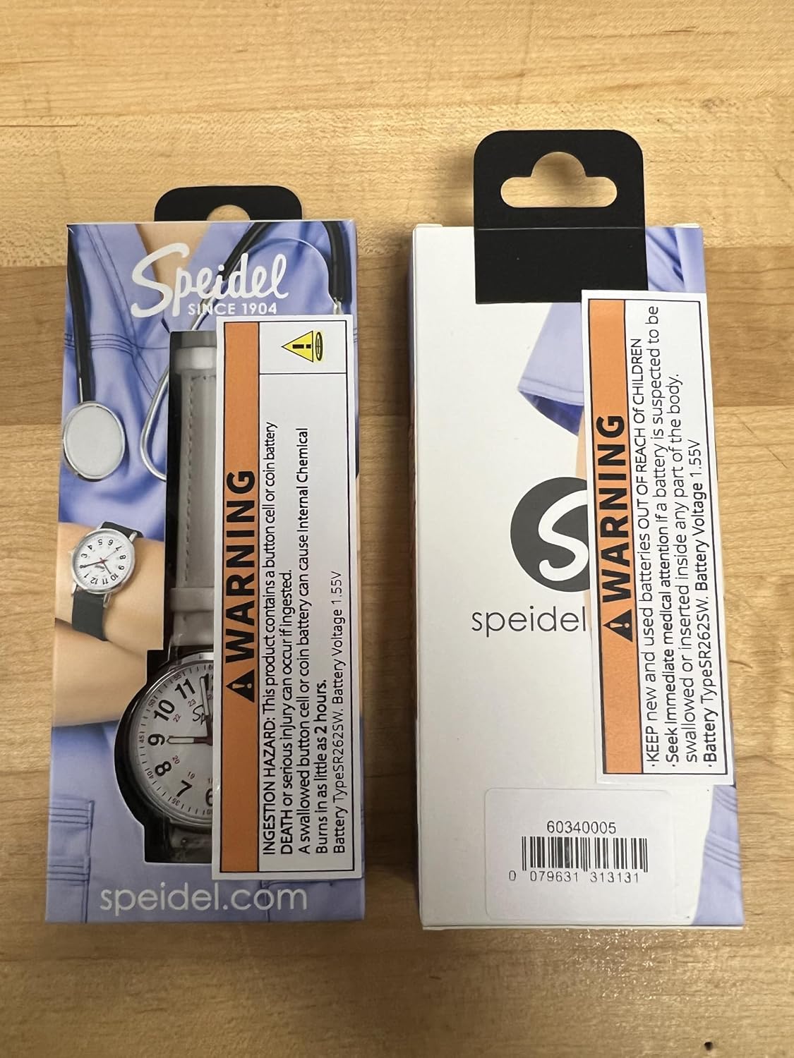 Speidel Scrub Watch for Medical Professionals with White Genuine Leather Band - Easy to Read Timepiece with Red Second Hand, Military Time for Nurses, Doctors, Surgeons, EMT Workers Students and More