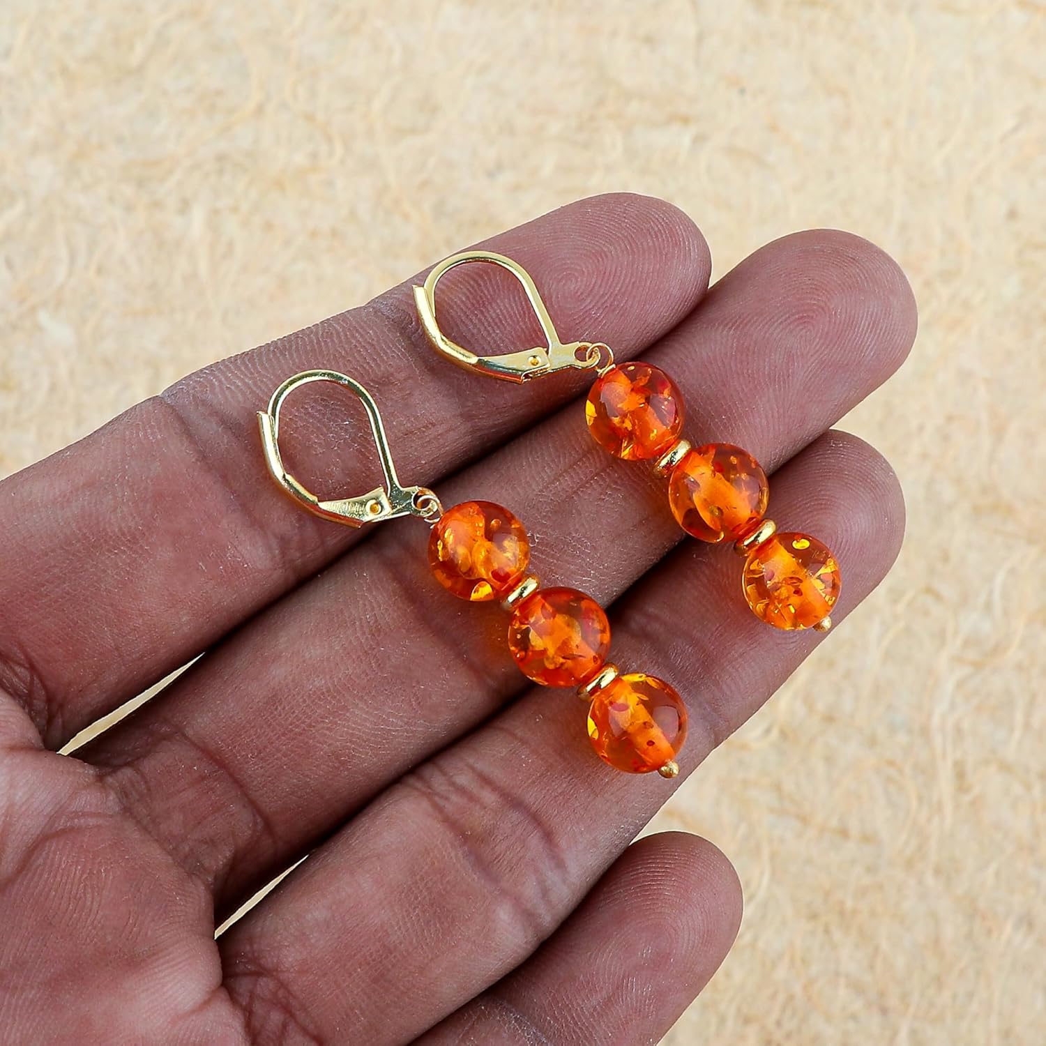 Natural Beads Leverback Earring Jewelry for Women, Natural Gemstone, Chakra Healing Crystal, Wardrobe Essential Jewelry, Gift for Her, Silver Plated, Christmas Gifts