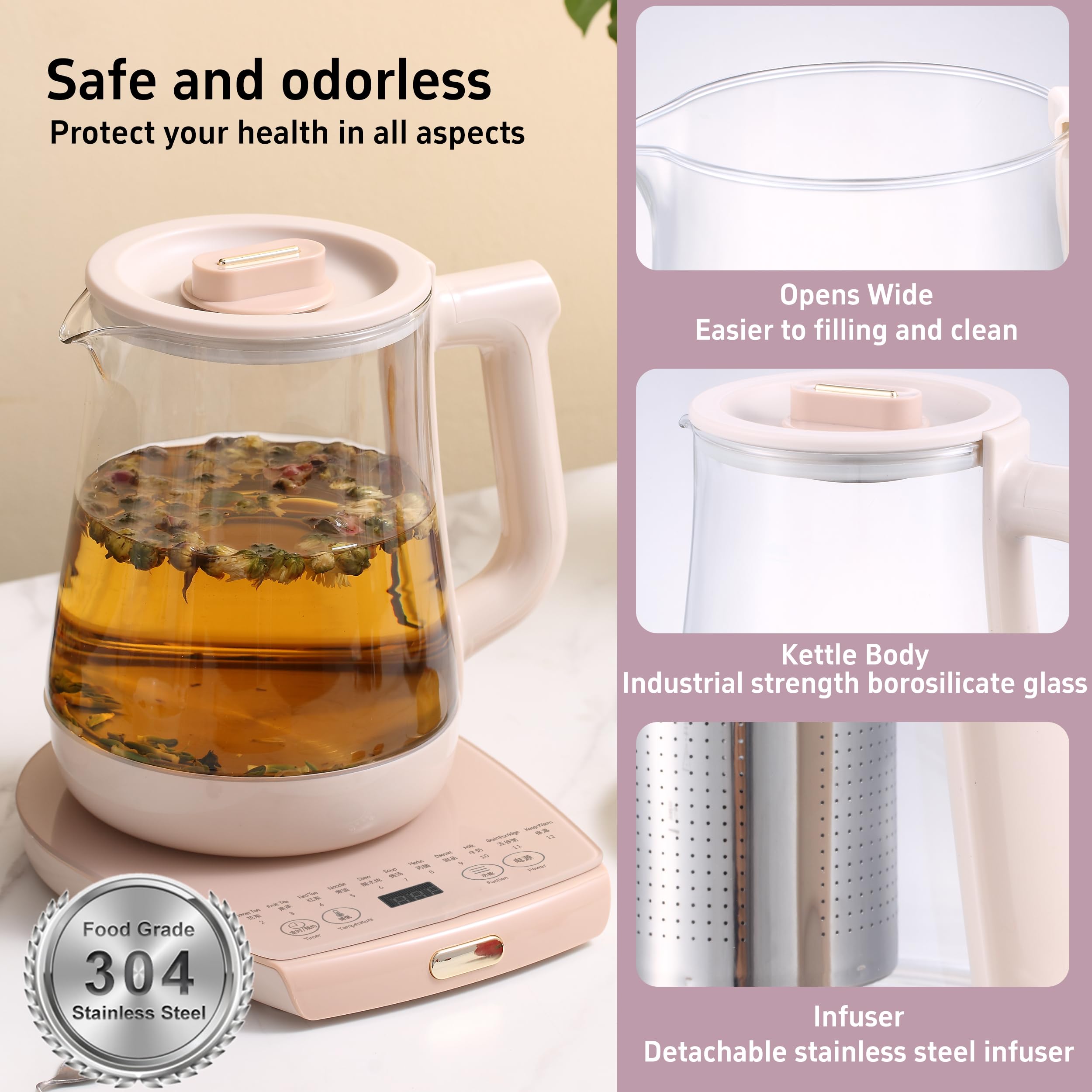 Smart Electric Tea Kettle - Pink -6 Smart Electric Tea Kettle - Pink -6