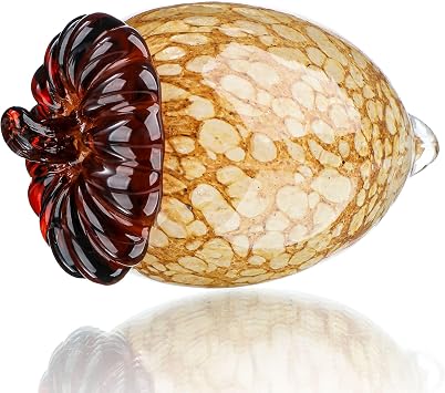 QFkris Hand Blown Glass Acorn Figurines, Crystal Acorns for Decorations
