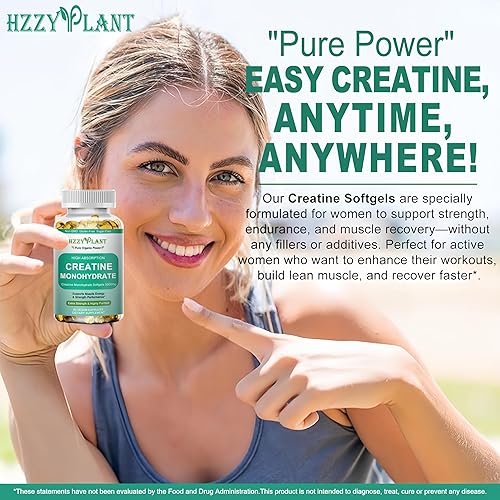 Miniatura 6 de Cápsulas blandas de creatina, creatina de alta absorción para mujeres y hombres, monohidrato de creatina de 5000 mg para fuerza muscular,