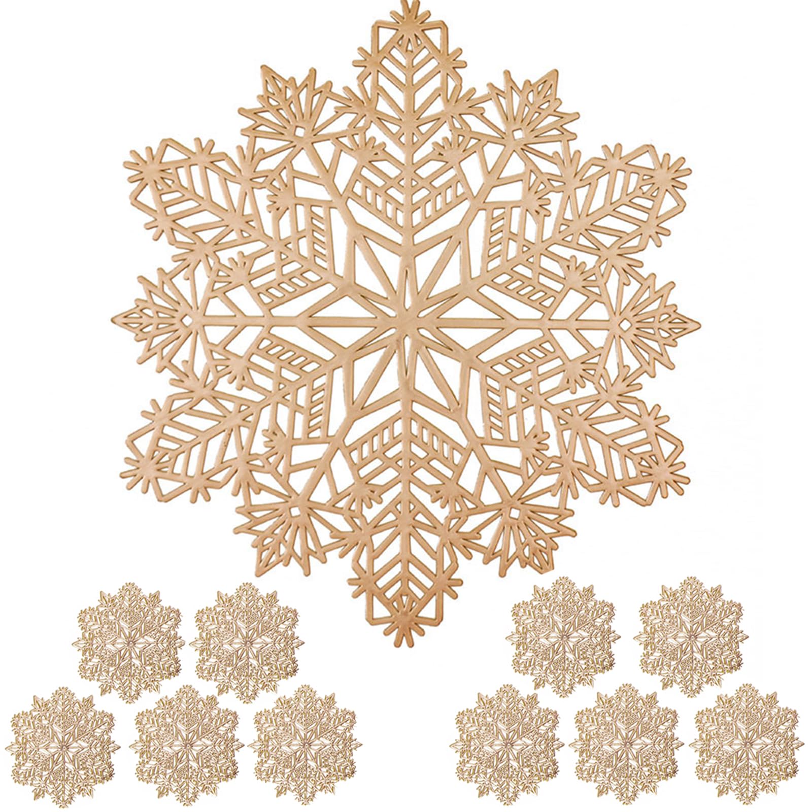 Mangata Gold SnowFlake Placemats and Coaster Sets of 10, 38cm, 15 inches โ image 1