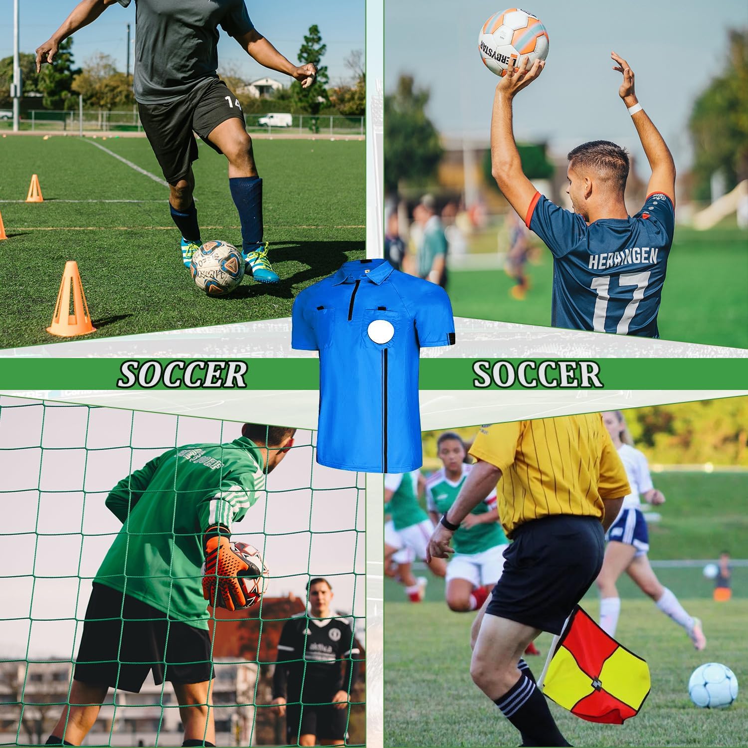 CUTIEHON Soccer Referee Jersey, Short Sleeve Official Pro Referee Shirt, Featuring a Badge Holder & Pockets - Image 6
