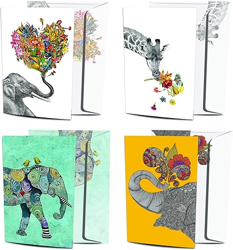 Tree-Free Greetings Paquete de 8 tarjetas de felicitación, papel 100% reciclado, tarjetas ecológicas, fabricadas en los Estados Unidos, paquete