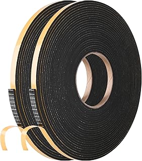 Self Adhesive Foam Tape Weatherstrip 1/4in x 1/8in x 66Ft High Density Foam Insulation Strips Foam Seal Weather Stripping with Strong Adhesive for Door and Window Sound Isolation Soundproofing
