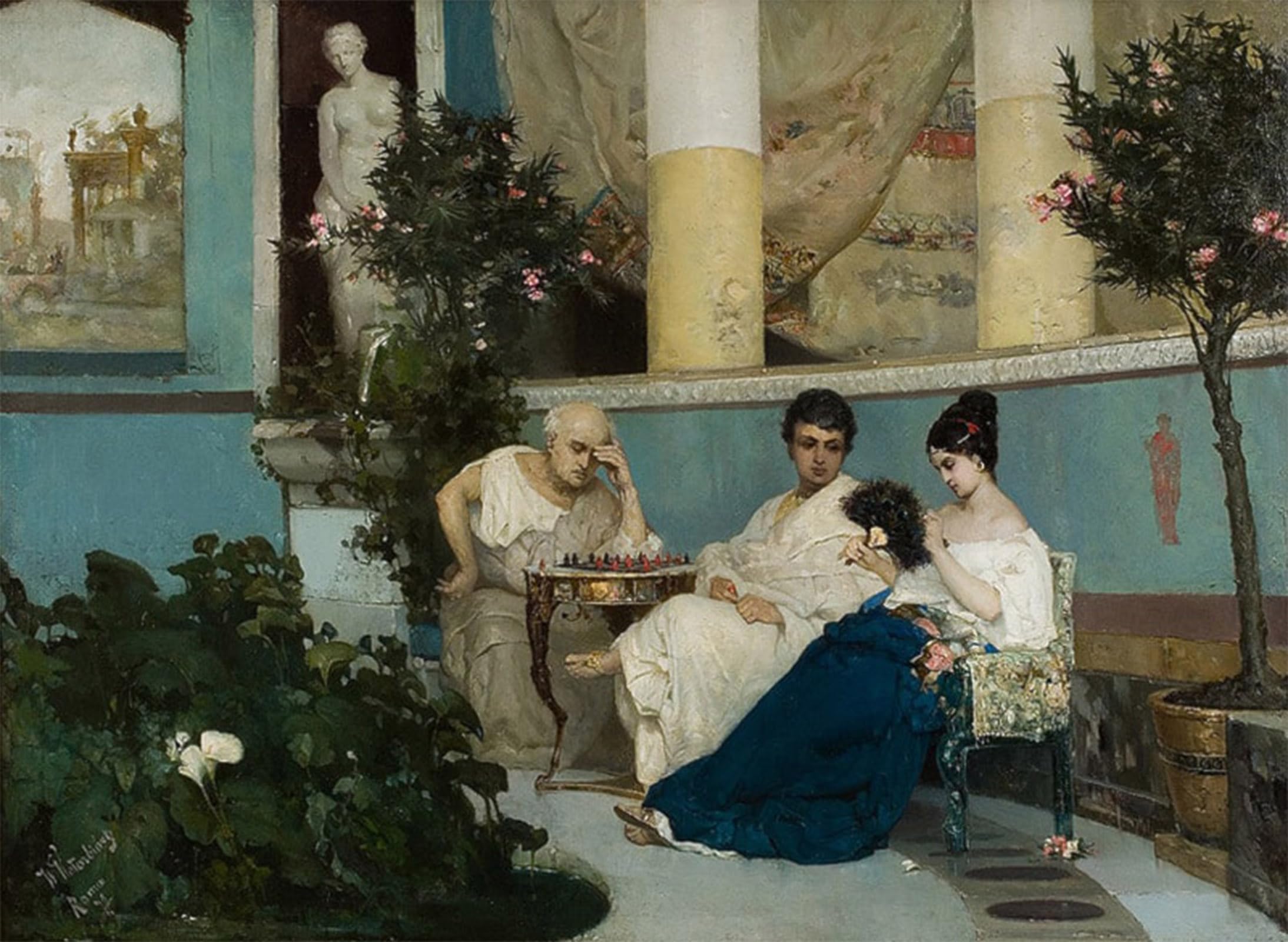 POSTERIIk Vintage Classic Picture Landscape Artwork the of Chess by Wilhelm Kotarbinski Portrait Canvas Painting for Office Home Decor 60x90cm