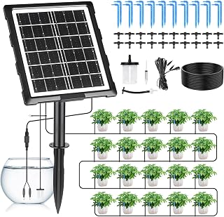 Solar Bewässerungssystem, 2026 Neuestes Automatische Bewässerungssystem Garten für 20 Topfpflanzen mit 24 Timer-Modi, 20 m Schlauch, für Garten, BalkonPflanzen, Kübelpflanzen im Freien