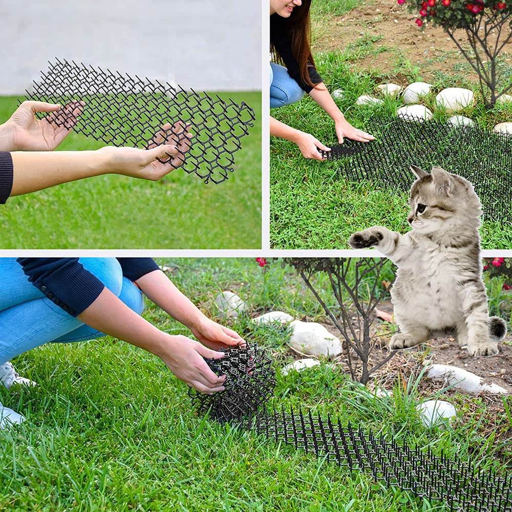 Katzen-Abwehrmatte Mit Spikes, 15,5x20 Cm – 12 Stück Set Mit Heringen, Schützt Möbel & Beete