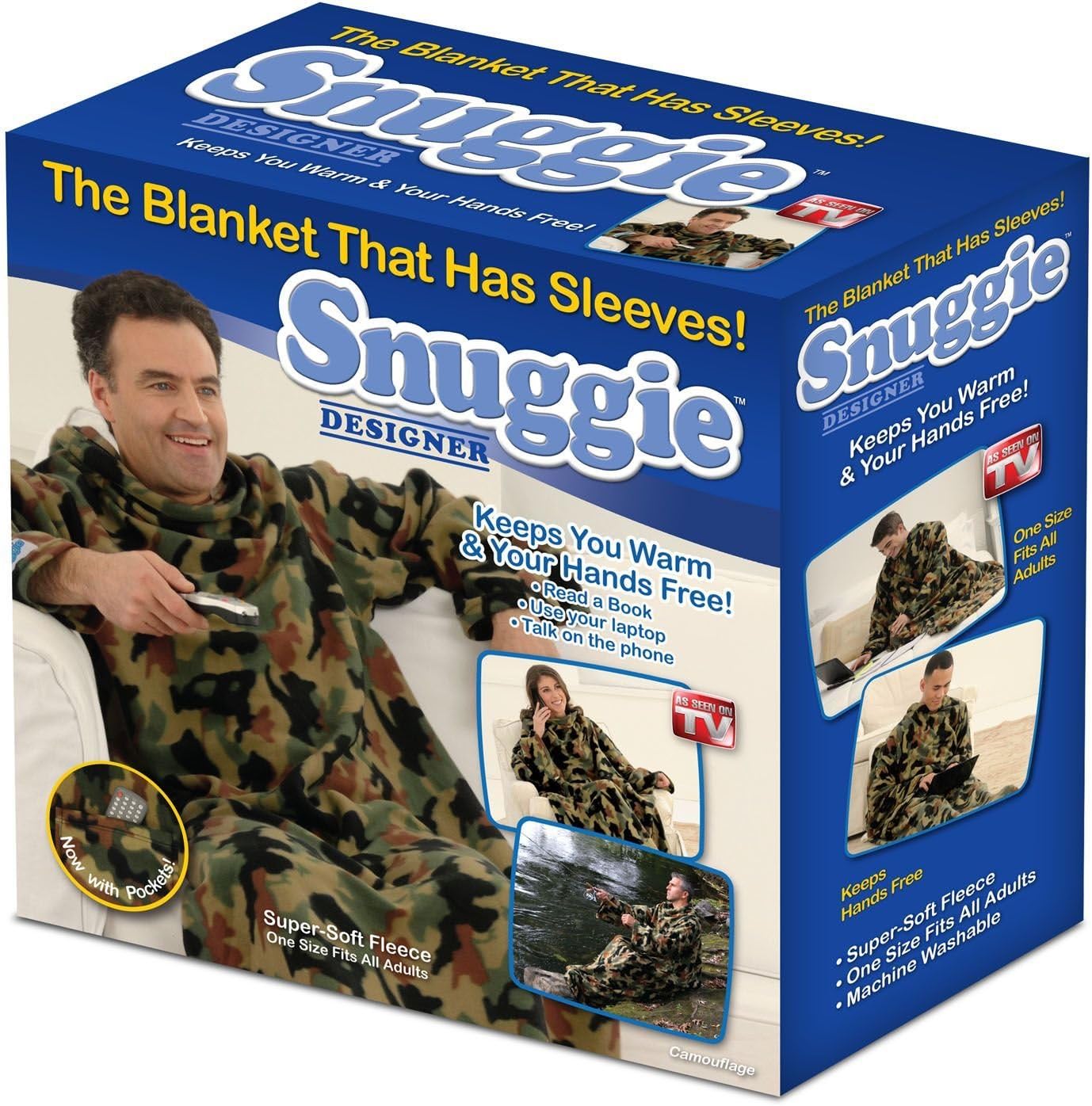 Snuggie Fleece Blanket with Sleeves, Camoflauge