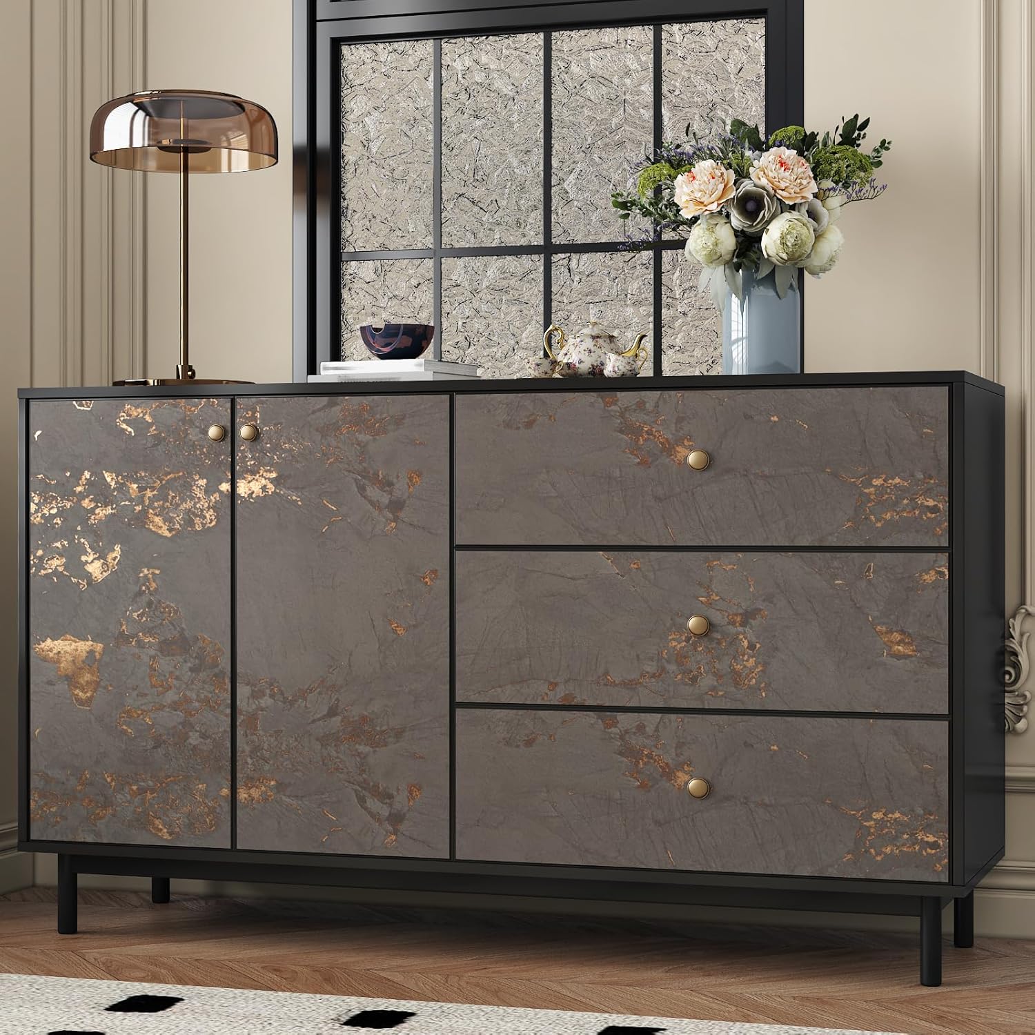 Brown Gold Marble Contact Paper Luxury Marble Countertop Peel and Stick Waterproof Counter Top Contact Paper Faux Stone Matte Removable Wallpaper for Bathroom Living Room Cabinets 15.8" x 80"