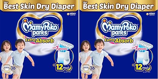 Mamypoko pants Extra Absorb| Pant Style Baby Diapers (XXXL), 36 Count, 18-35kg||Deep Sleep Diapers| Soft gentle fit |Deep ...