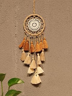 Artilady Small Dream Catcher for Cars - Bohemian Mini Dream Catchers for Cars Rear View Mirror Hanging Decoration (Brown)