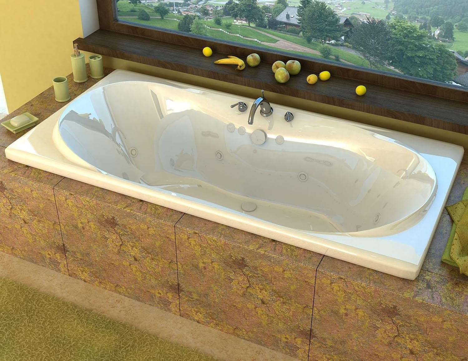 Venzi Vz3672wwr Bello Rectangular Whirlpool Bathtub, 36x72, Center Drain, White