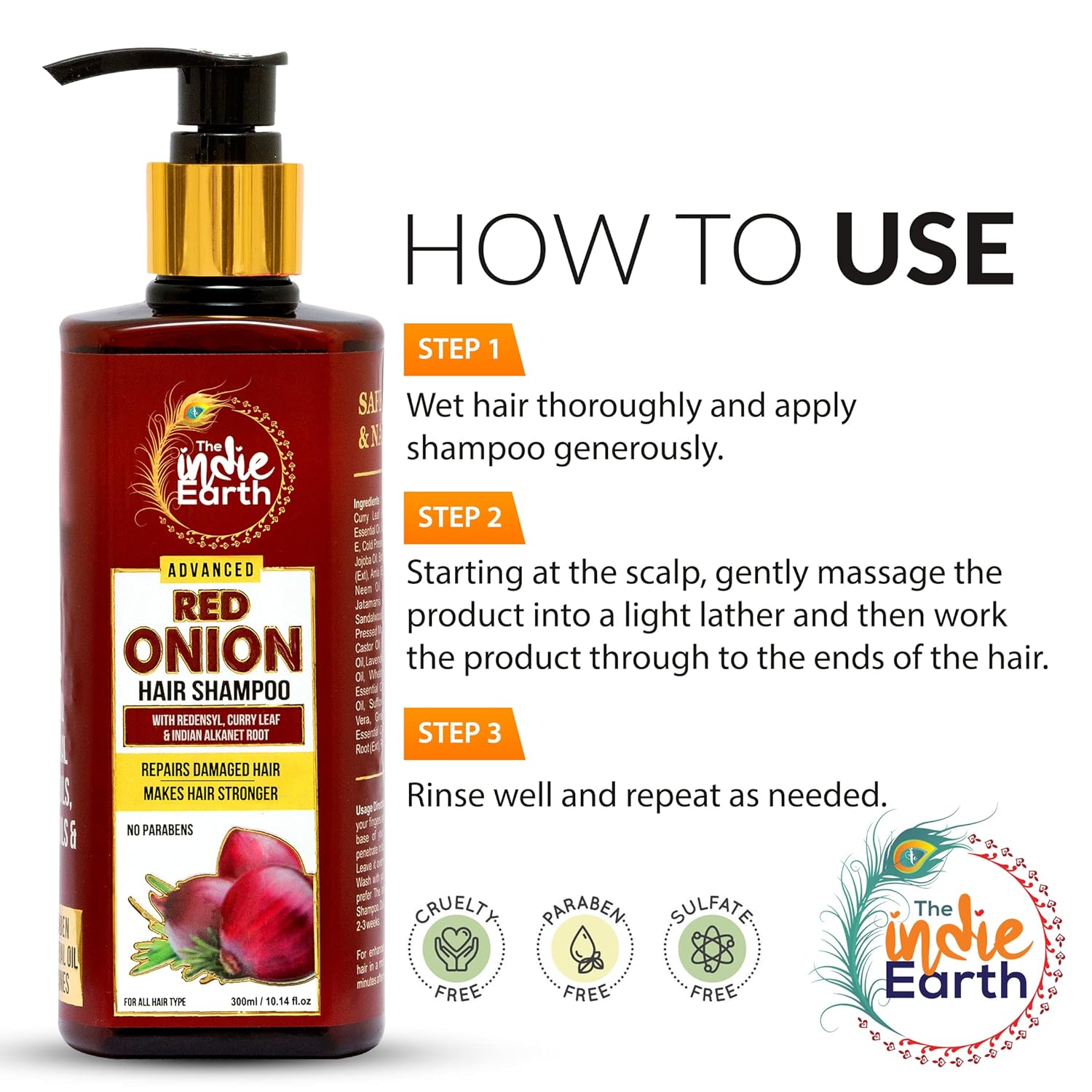 The Indie Earth Advanced Red Onion Shampoo 300ml/10 Fl.Oz