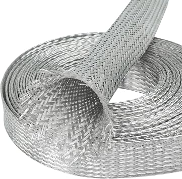 Wire Shielding Sleeve Tinned Copper Braided Ground Strap 11/16"-18ft