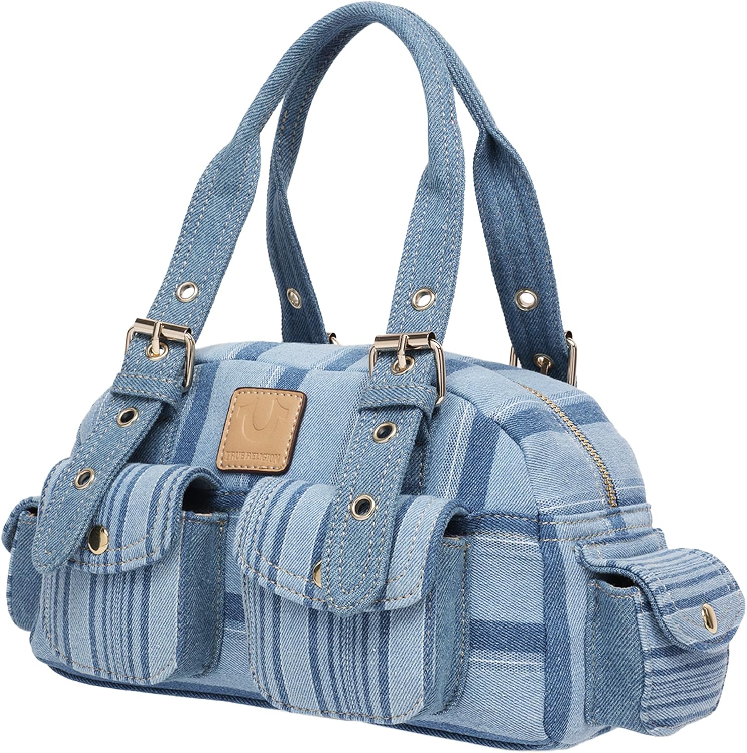 True Religion Denim Mini Satchel | Denim | Small Purses for Women with Utility Pockets | Cute Crossbody Bag | Womens Everyday Purse