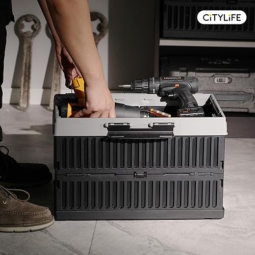 Miniatura 3 de Citylife - Contenedores de almacenamiento plegables de 37 cuartos de galón con tapas, contenedores de almacenamiento de plástico apilables