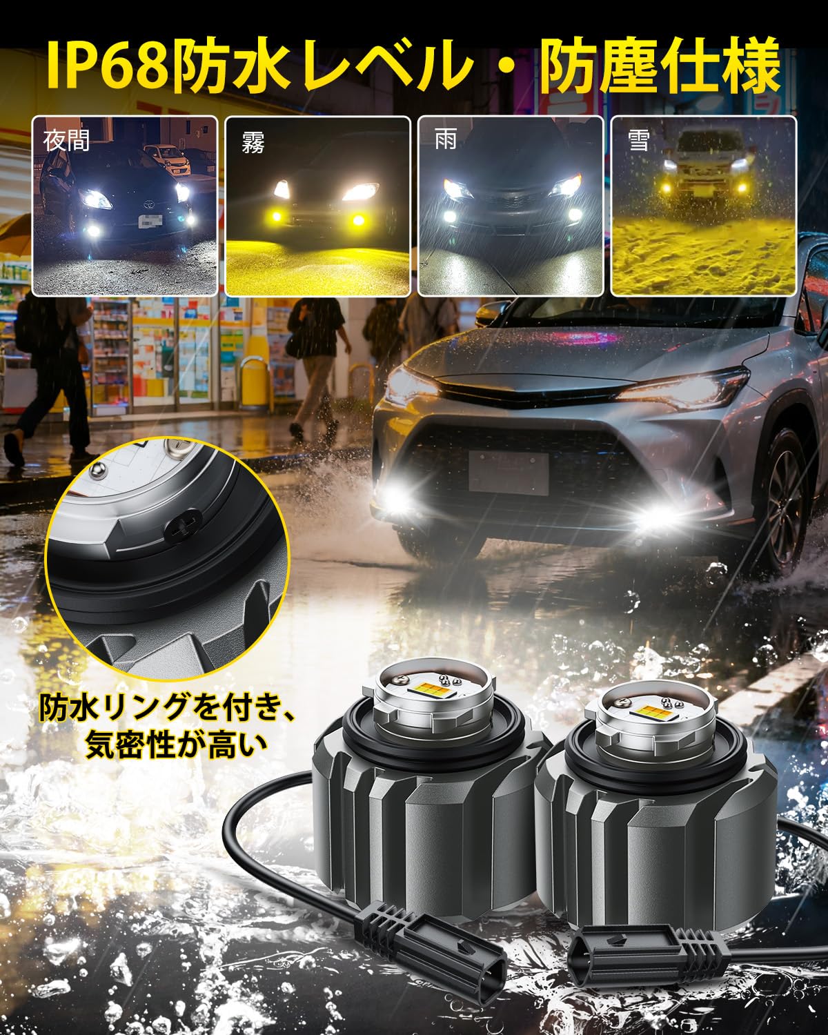 Amazon | AUXITO L1B LED フォグランプ 新型 純正交換 2色切り替えled