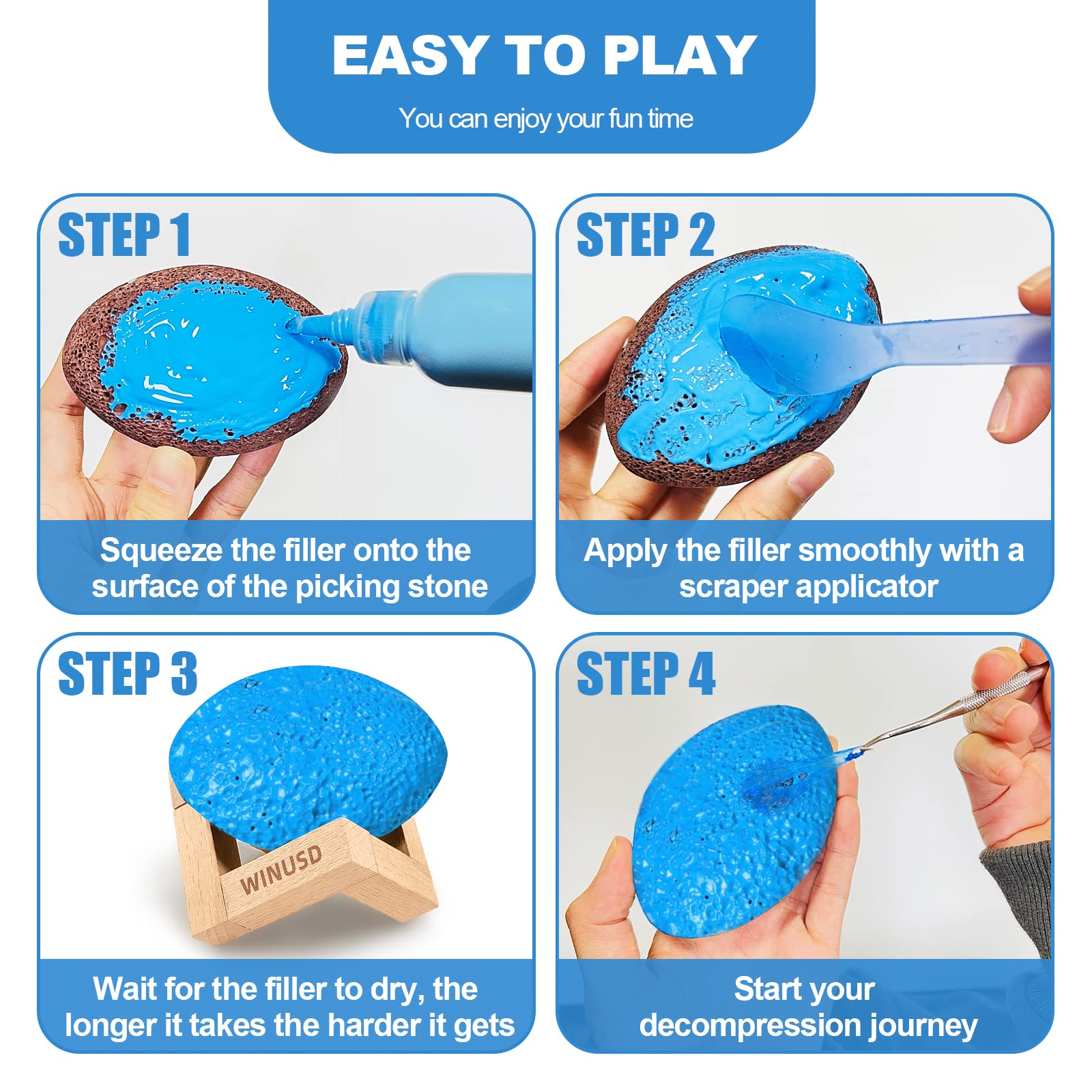 Pick and Peel Stone Kit, Skin Picking Fidget Toys, Picky Pad Stone, 2Pcs Pick Stone Kit for Anxiety Relief, Adult Fidget Toys, Picking Rock, Great Gift for Adults, Mother's Day White Elephant Gift