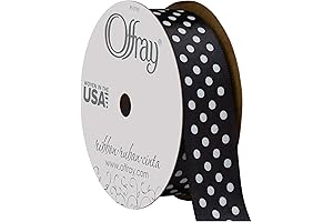 Offray 7/8" Black and White Polka Dot Satin Ribbon
